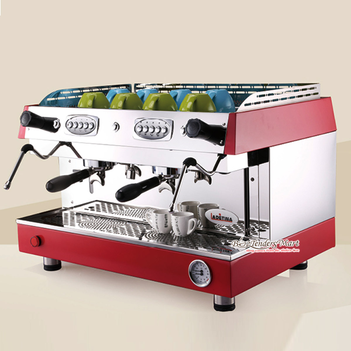 Máy pha cà phê Espresso Ladetina 2 Group DZ-2A Màu Đỏ