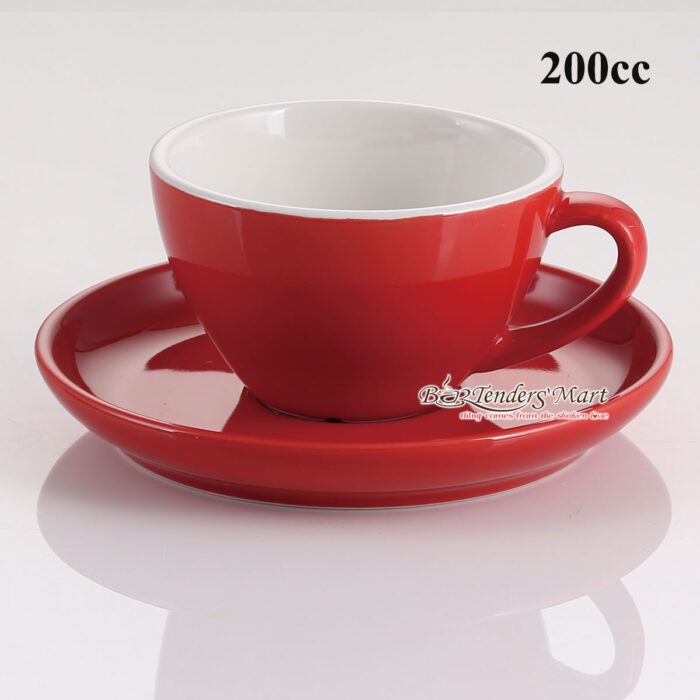 Tách Cappuccino Bằng Sứ Yami Chuẩn WBC 200CC Màu Đỏ Tách Cappuccino Bằng Sứ Yami Chuẩn WBC 200CC Màu Đỏ