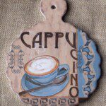 Tranh Sứ Decor Hình Ly Cappucino Xanh