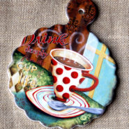 tranh sứ decor hình ly cafe cup of life