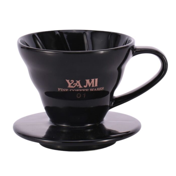 pheu-loc-yami-gon-song-den Phễu Lọc Cafe Yami V01 Gợn Sóng Màu Đen- Coffee Dripper Cup V01