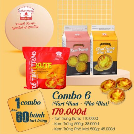Combo Tart Trứng Kute Và Kem Trứng Vani – Phô Mai (Combo 6)