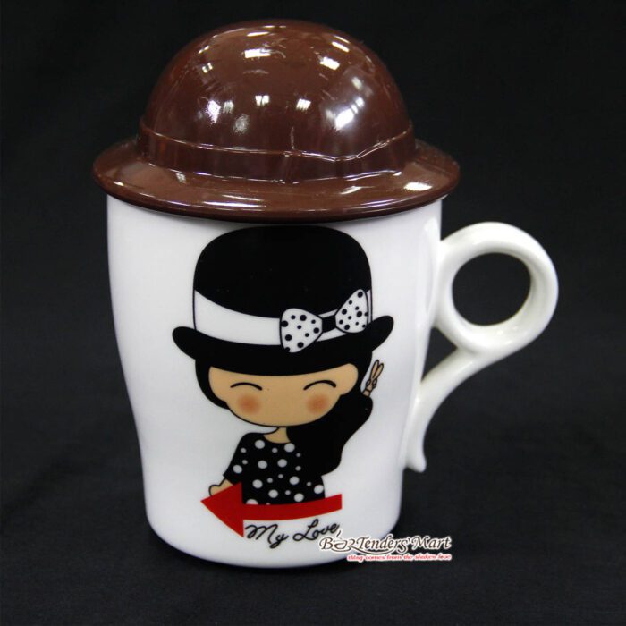 Ly Sứ Đội Nón Màu Nâu LS280603 Ly Sứ Đội Nón Màu Nâu LS280603