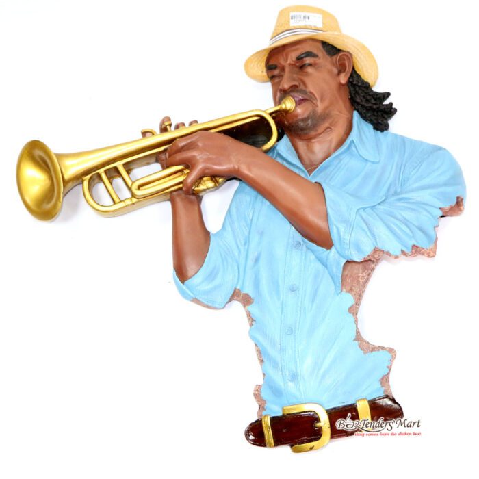 Tượng Thạch Cao Người Chơi Kèn Trumpet Treo Tường 02 Tượng Thạch Cao Người Chơi Kèn Trumpet Treo Tường 02